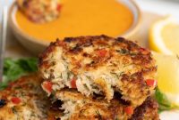 Crispy Homemade Salmon Patties with Lemon Dill Sauce
