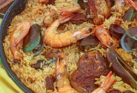 Traditional Spanish Paella with Saffron and Seafood