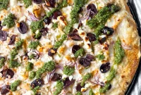 Crispy Pesto Chicken Pizza Recipe with Mozzarella