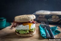 Crispy Crumpet Breakfast Burger with Fried Egg and Cheddar