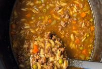 Slow Cooker Beef and Pumpkin Orzo Soup