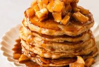 Fluffy Apple Cinnamon Pancakes Recipe with Maple Syrup