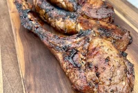 Grilled Tomahawk Pork Chop Recipe with Garlic Herb Rub