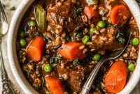 Slow-Cooked Brisket Stew with Wild Rice and Vegetables