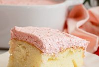 Vanilla Sheet Cake Recipe with Strawberry Frosting