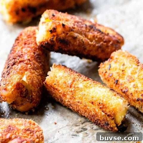 These potato croquettes are a classic side dish. The perfect combination of a crunchy outside and a soft inside! Bake in the oven or shallow fry in a skillet.