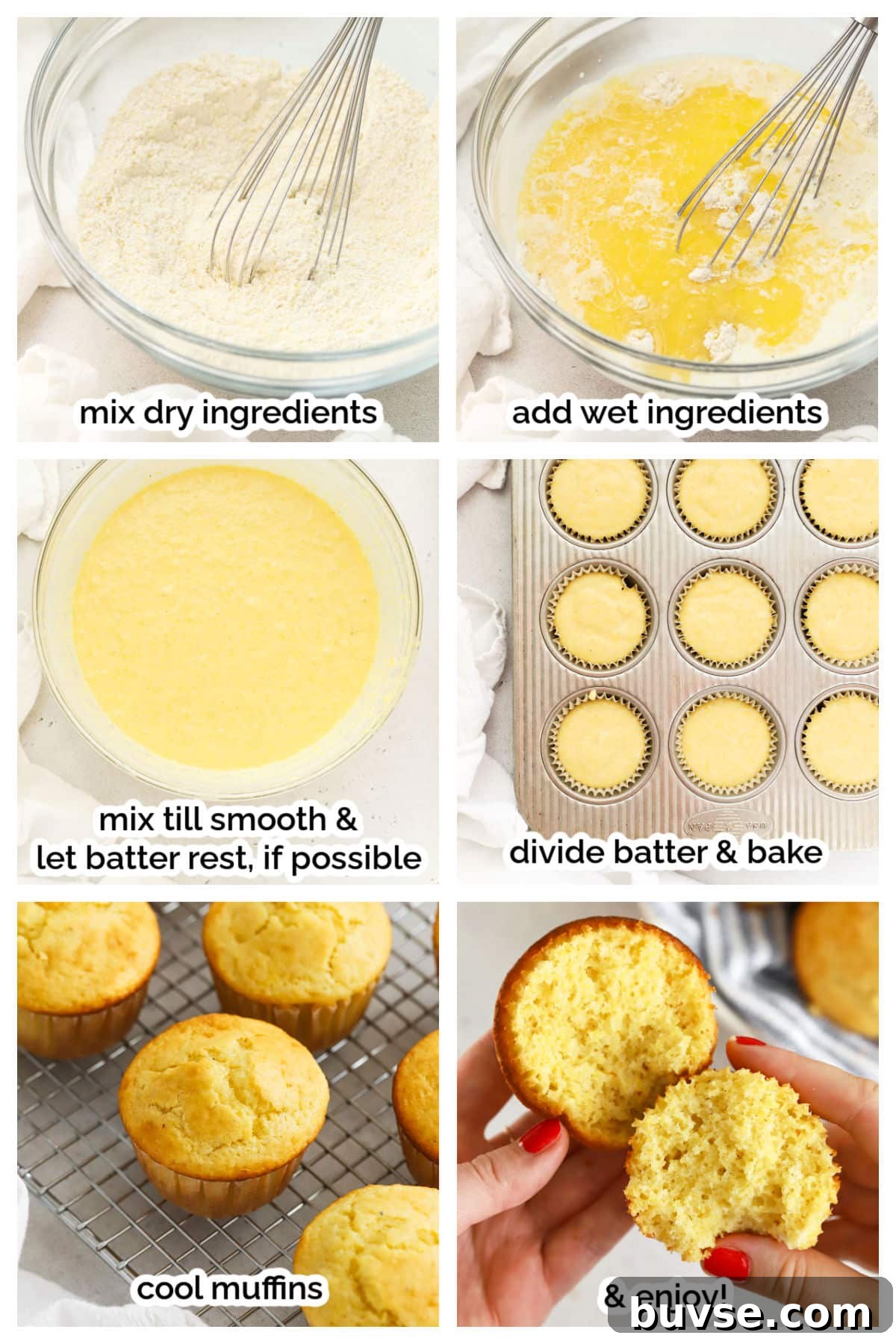 Moist Gluten-Free Corn Muffins with Crispy Tops 4 making gluten-free corn muffins step by step
