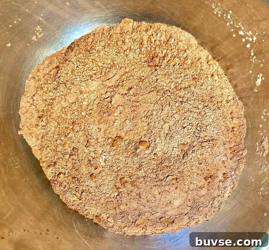 Double Chocolate Zucchini Bread 6 Dry ingredients mixed together.