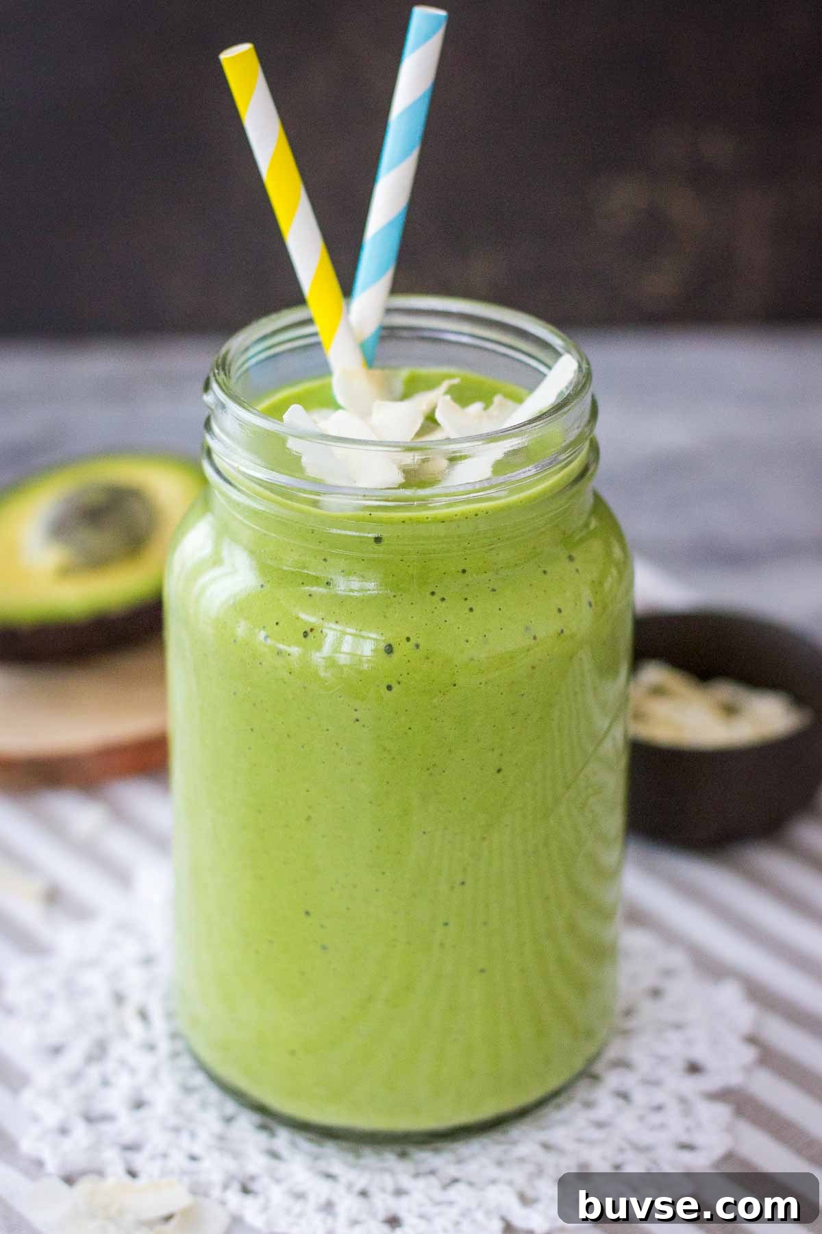 Matcha Protein Shake Recipe for Energizing Mornings 7 Matcha Protein Shake in a glass jar with straw