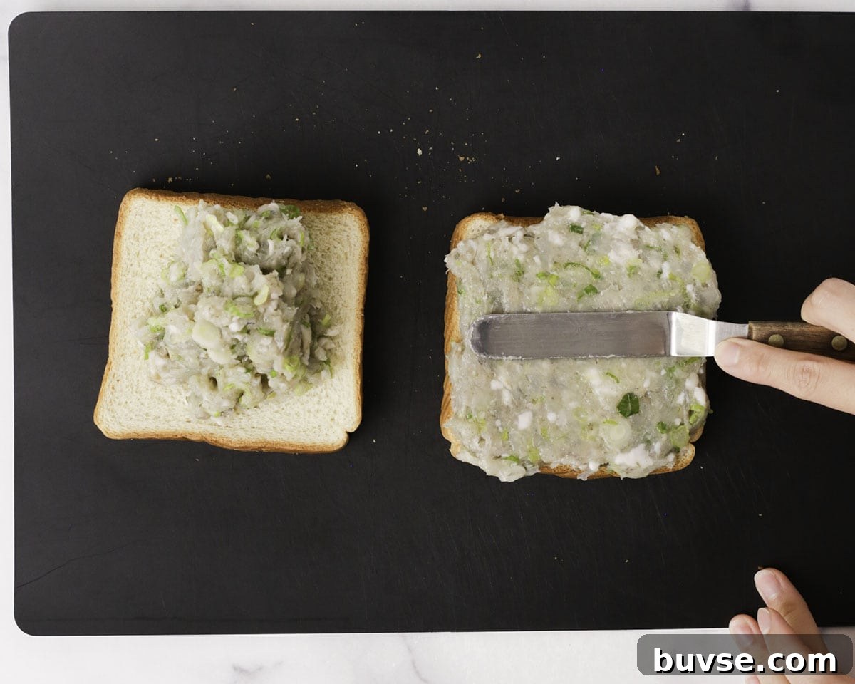Assembled shrimp toast