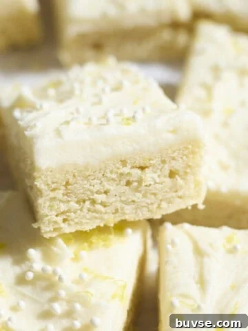 A sliced Sourdough Discard Lemon Cookie Bar.