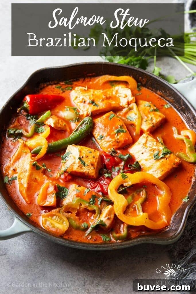 Salmon stew close-up for pin