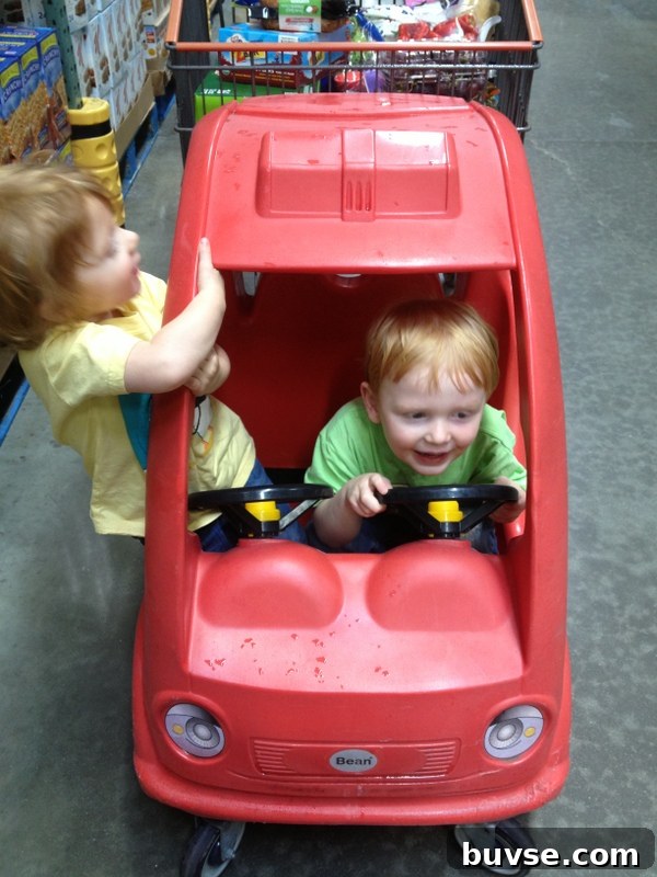 Children joy riding outside