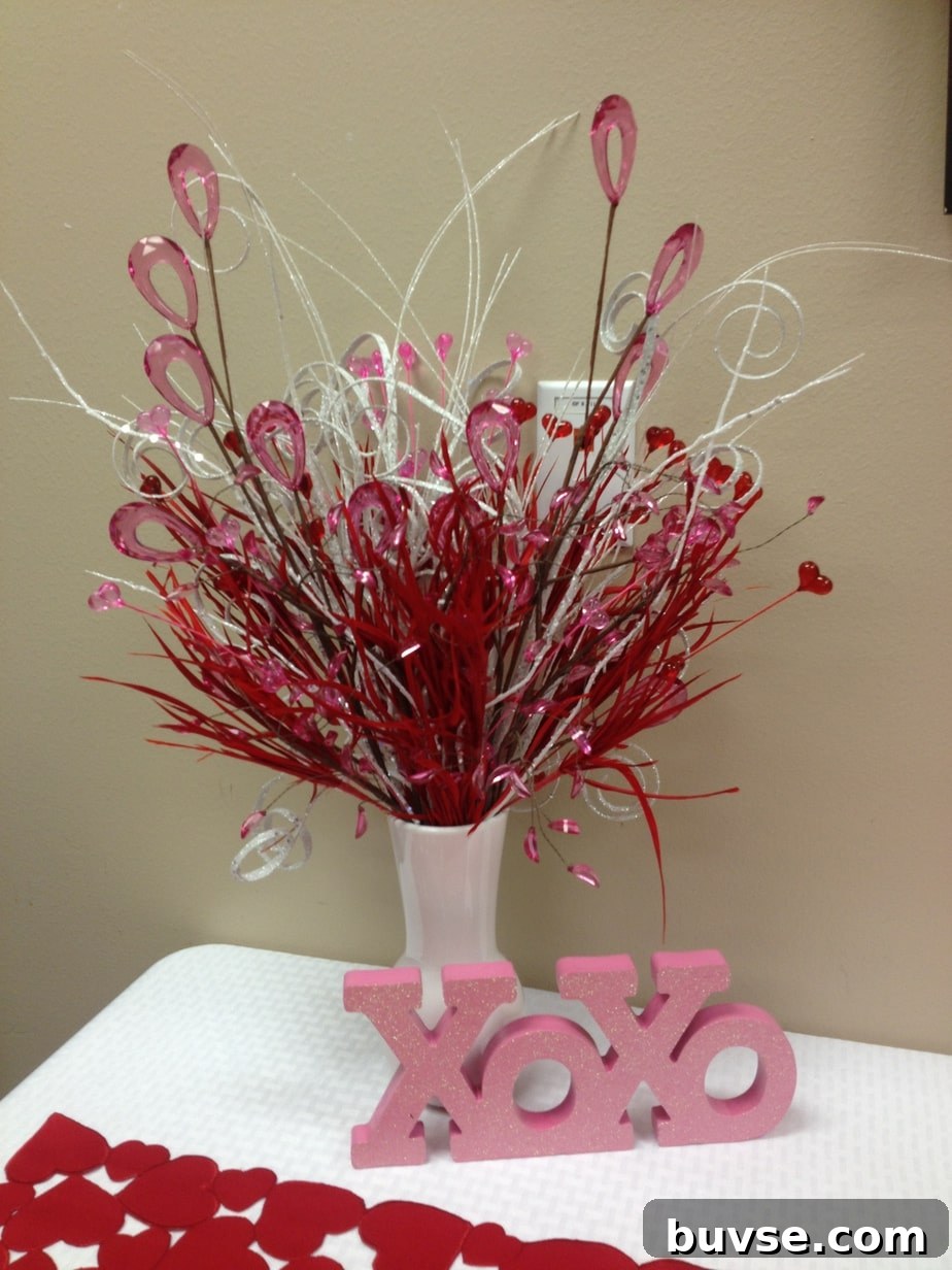 Valentine Flower arrangement Teachers Lounge PTO