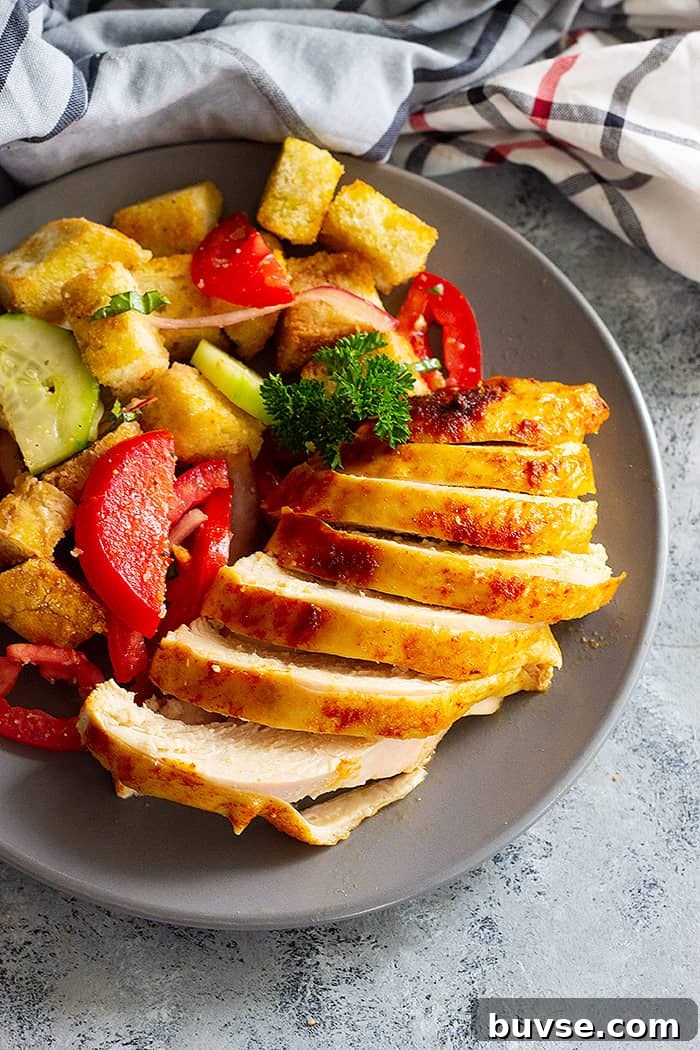 Pantry Recipes: Creative Shelf Cooking with Staples 13 Cut beer can chicken breast on a plate with salad.