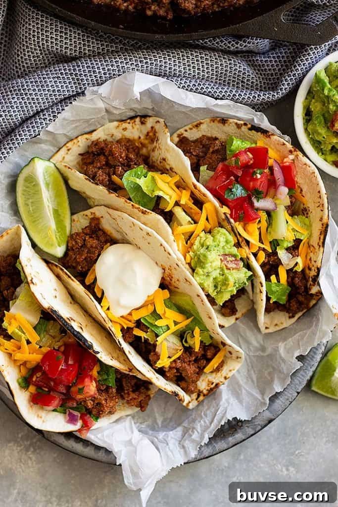 Pantry Recipes: Creative Shelf Cooking with Staples 25 Homemade Ground Beef Taco Meat -this is a great taco meat recipe that's great for tacos, burritos, or even nachos!