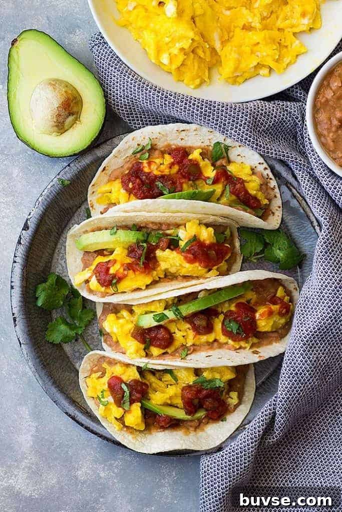 Pantry Recipes: Creative Shelf Cooking with Staples 9 These meatless Bean and Cheese Breakfast Tacos are a great way to start off the day! They are delicious, hearty, and healthy!
