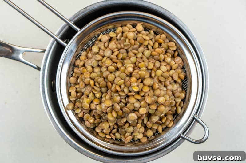 Cooking the lentils
