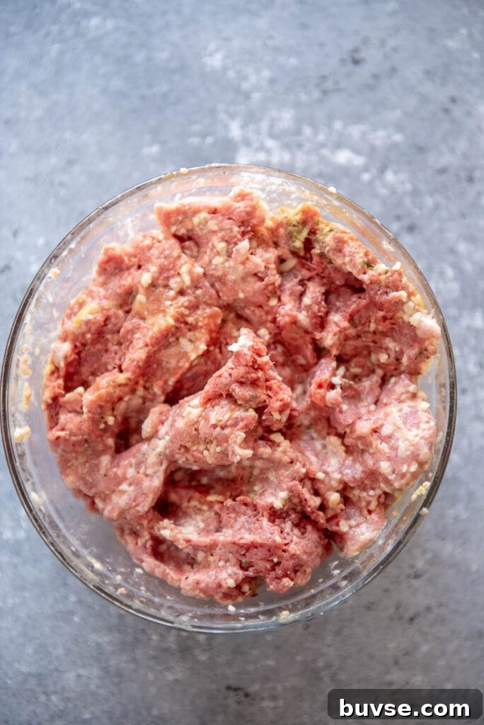 bowl of meat mixture for gluten free meatballs