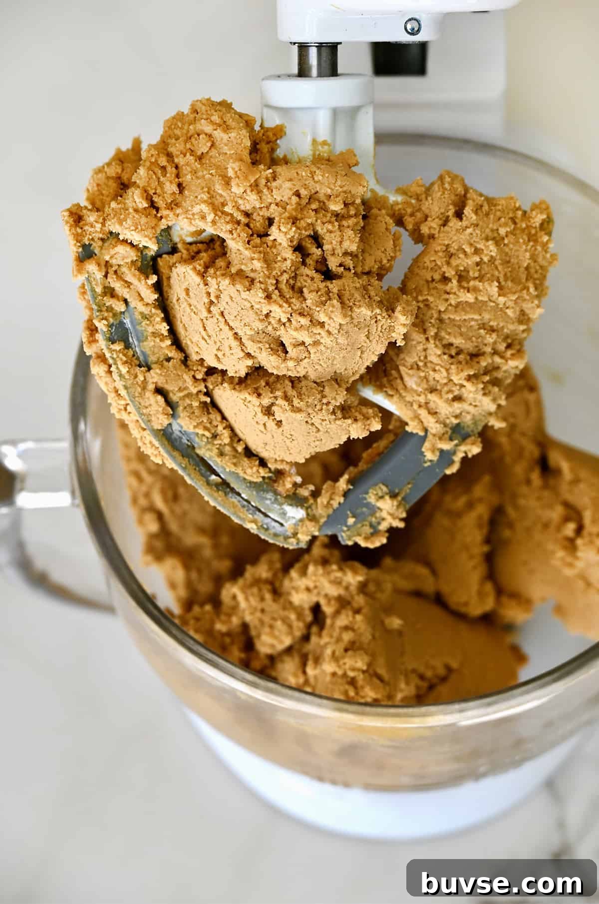 Soft Chewy Ginger Cookies Recipe with Molasses and Warm Spices 4 Ginger molasses cookie dough in a stand mixer bowl, ready to be shaped.