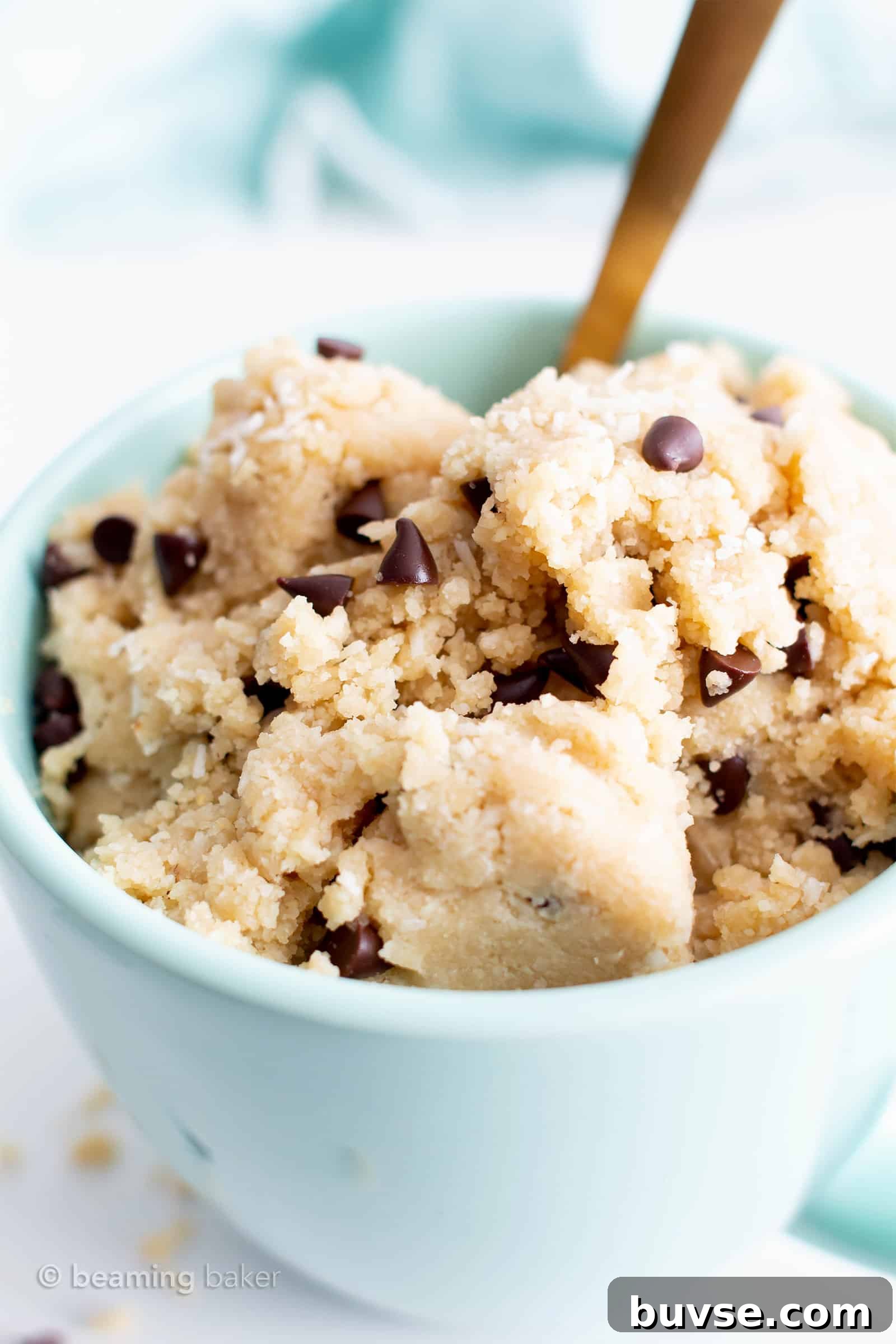 Dairy-Free Coconut Flour Cookie Dough (V, GF): decadent paleo vegan cookie dough packed with coconut flavor