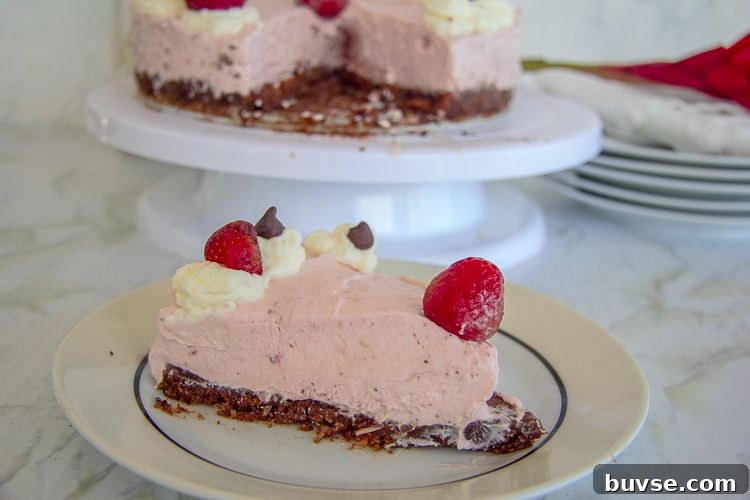 a no bake cheesecake with strawberries