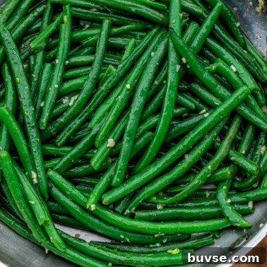 Square image of green beans.