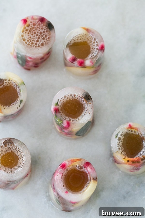 DIY Floral Ice Shot Glasses for Stylish Party Shots 5 Ice shots made with molds.