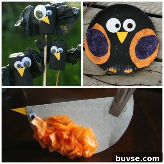 Crow crafts and robin craft for kids