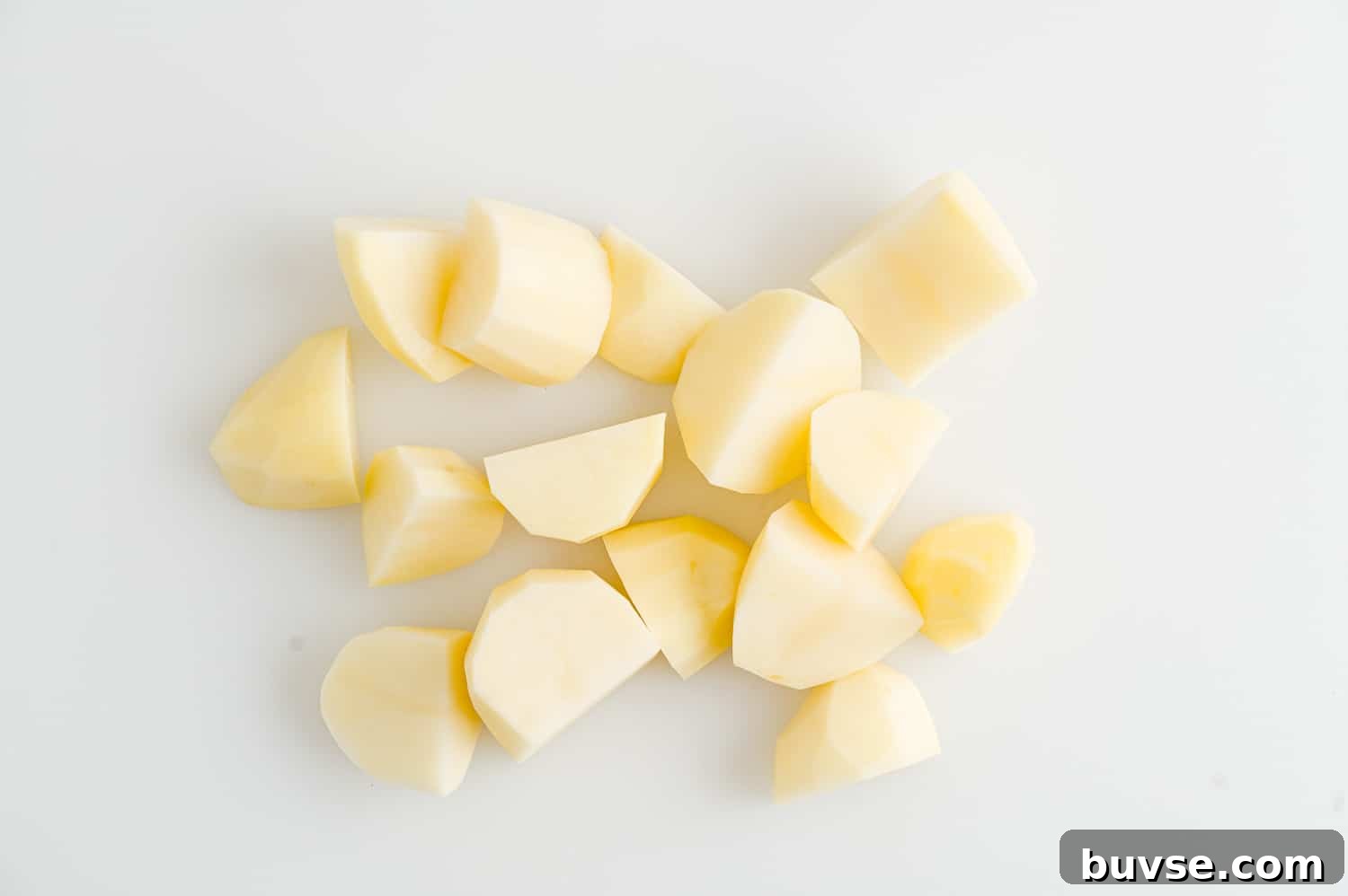 Cut and peeled potatoes.