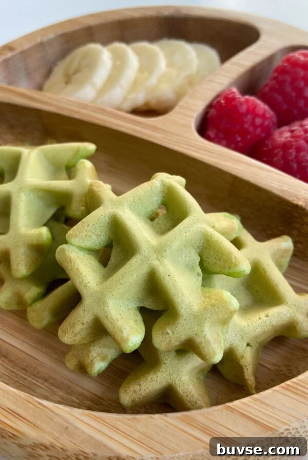 Spinach and Apple Baby Puffs Recipe for Babies 9 Spinach banana waffles served with sliced bananas and raspberries
