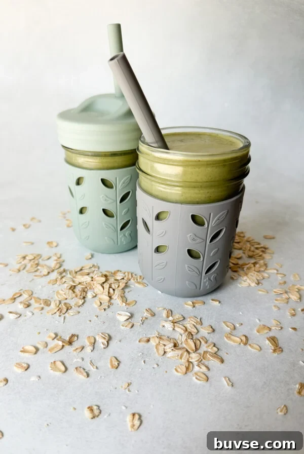 Spinach and Apple Baby Puffs Recipe for Babies 10 Spinach banana smoothies in toddler glass tumblers with silicone sleeves.