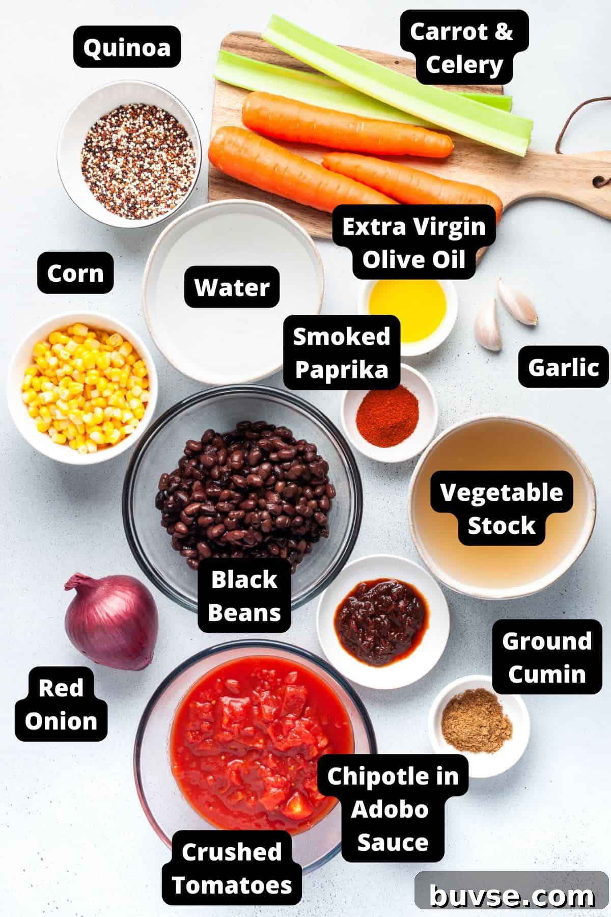 Ingredients in this recipe on a white background.