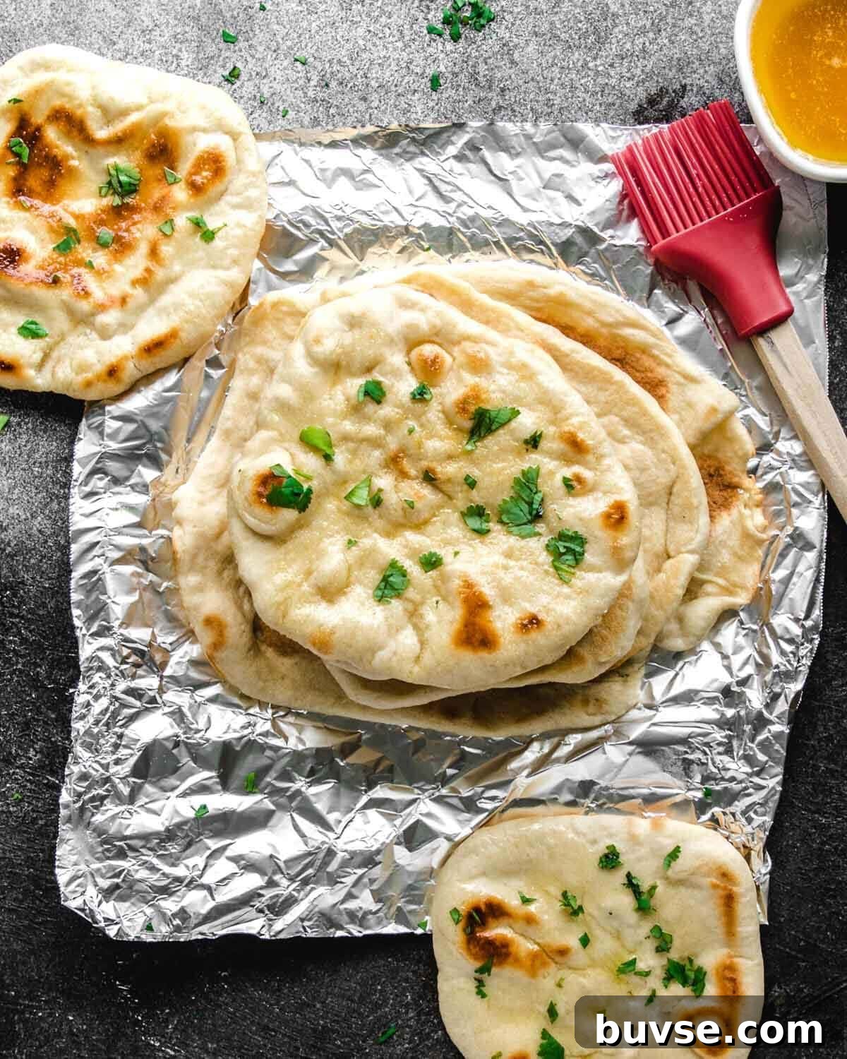 Homemade Garlic Pita Bread Recipe 3 Stack of garlic pita bread