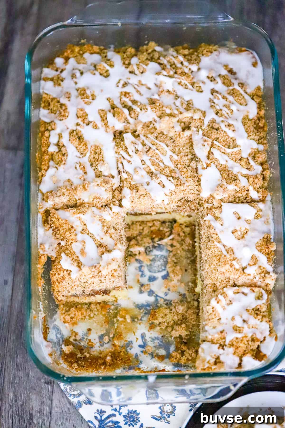 Cream Cheese Crumble Coffee Cake Recipe 6 Closeup of cream cheese coffee cake recipe with glaze