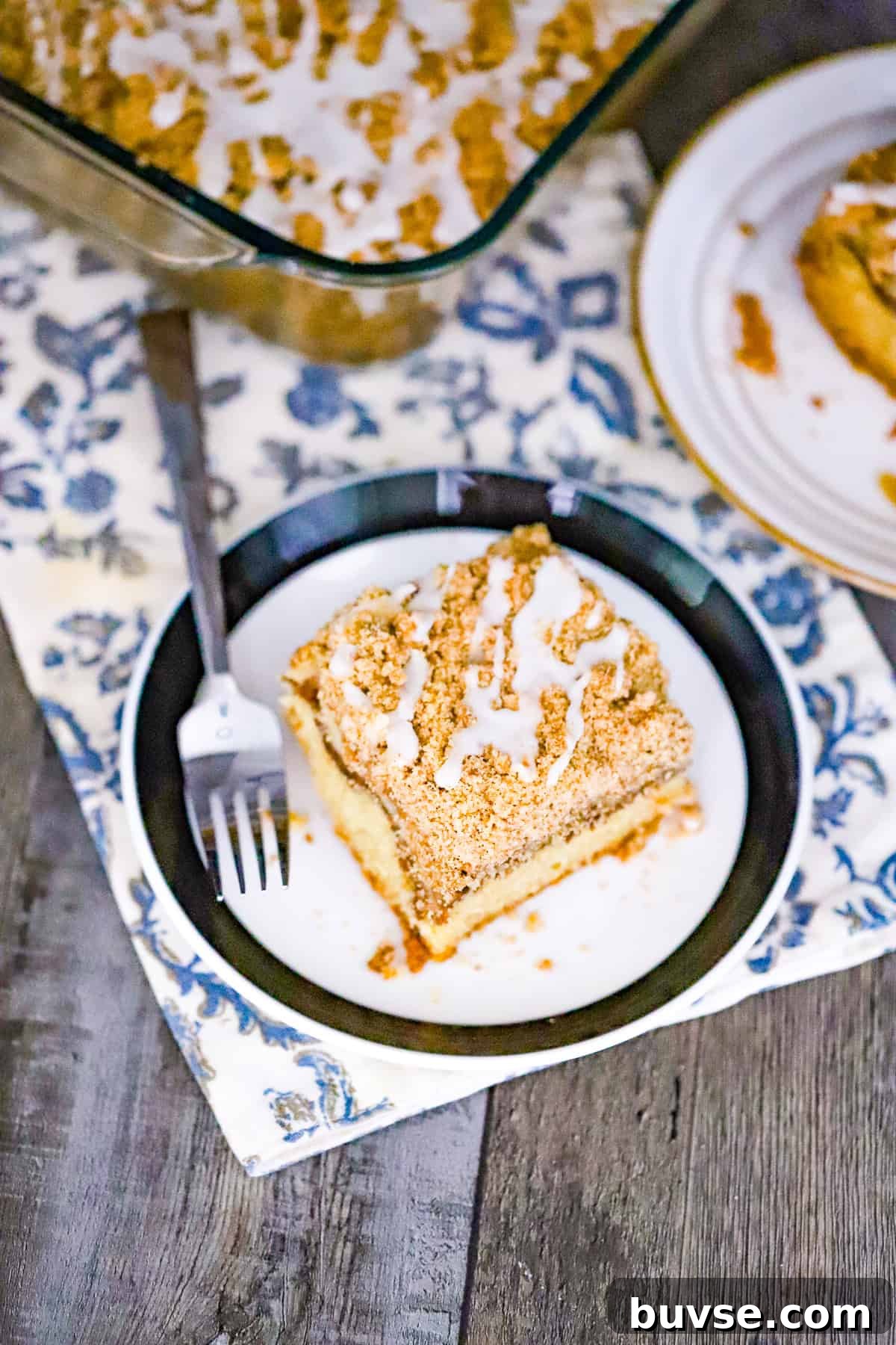 Cream Cheese Crumble Coffee Cake Recipe 7 Serving a slice of cream cheese crumble coffee cake