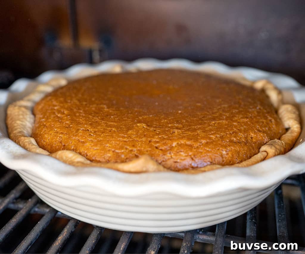 pumpkin pie custard baked and risen