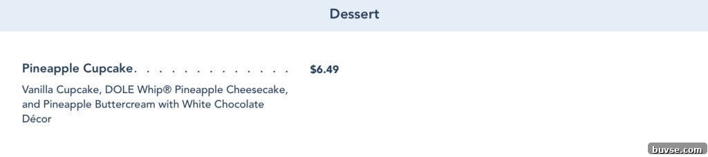 Polynesian's pineapple cupcake dessert.