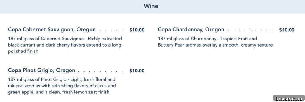 wine menu from Capt Cooks.