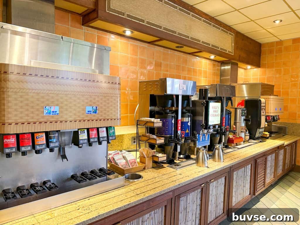 beverage station at Capt Cooks.