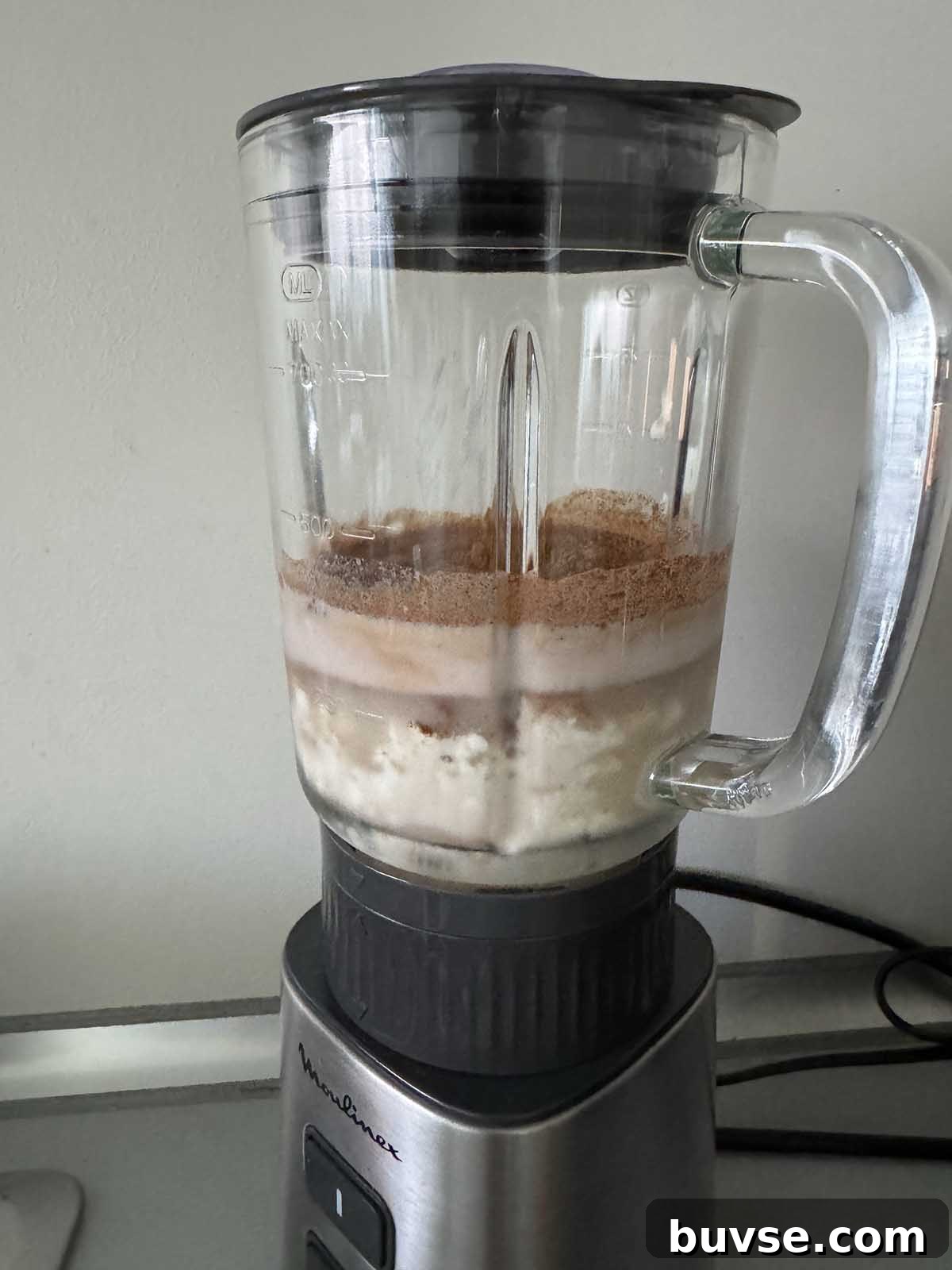 Gingerbread Ice Cream Recipe for the Ninja Creami 3 Ingredients in a blender