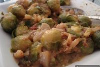 Roasted Brussels Sprouts with Chestnuts and Bacon