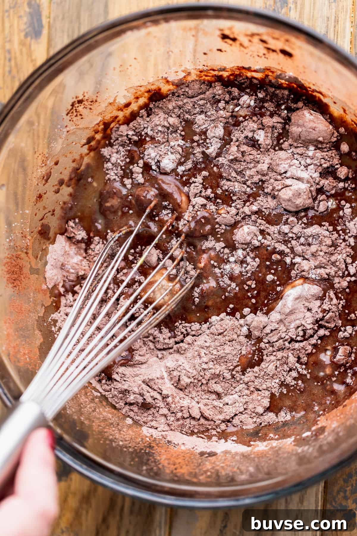 Wet ingredients added.