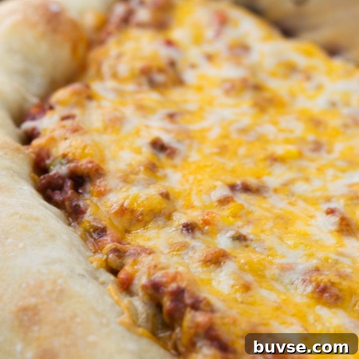 Sloppy Joe Pizza with cheese on thick crust