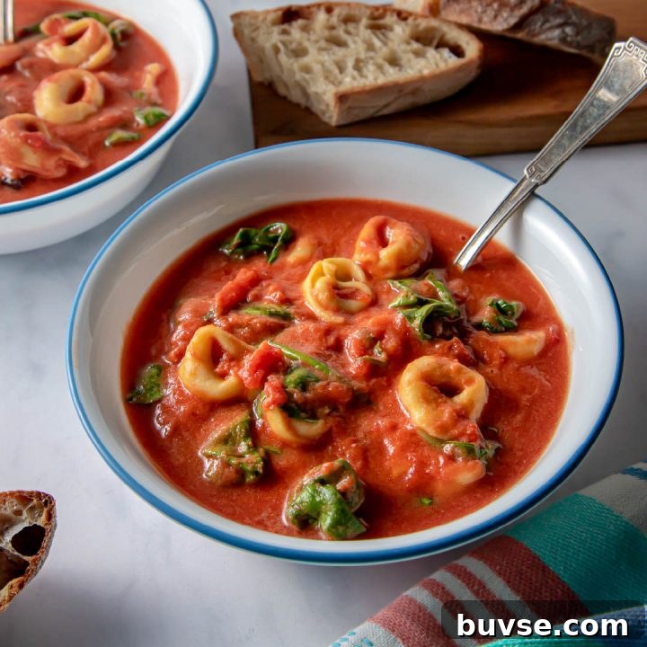 Tomato Spinach Tortellini Soup
