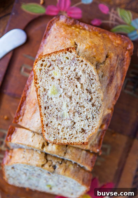 sliced loaf of Buttermilk Banana Bread