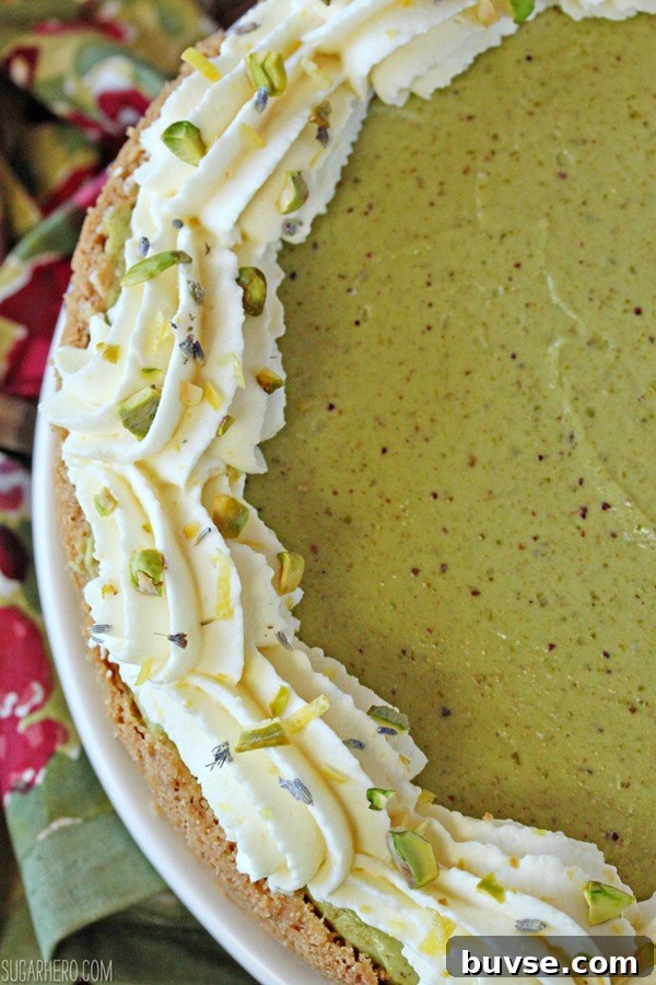 Pistachio Pie with Lemon Whipped Cream | From SugarHero.com
