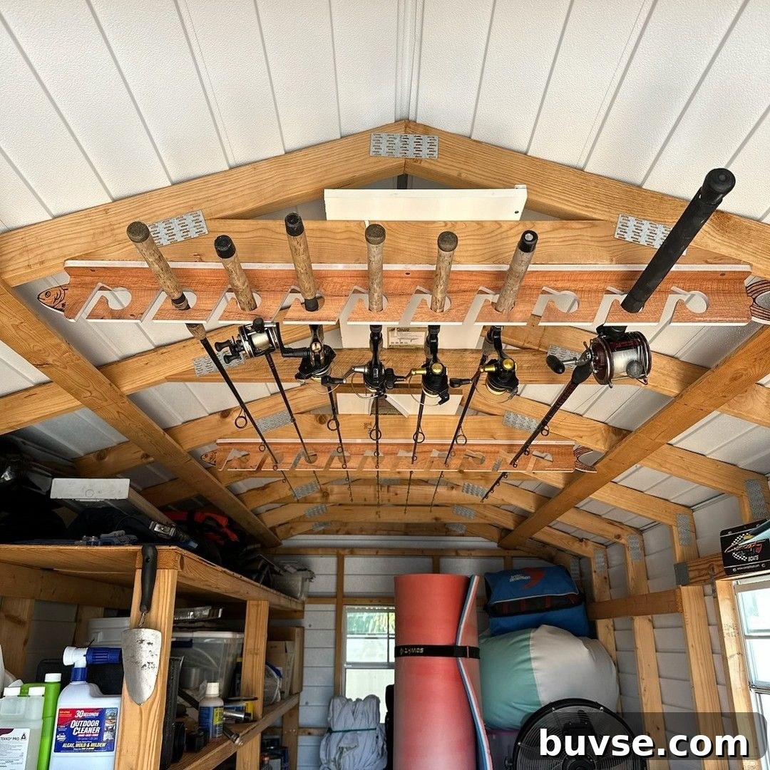 11. Ceiling Fishing Rod Storage