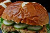 Vegan Seitan Chicken Sandwich with Quick Pickle & Sweet Mustard
