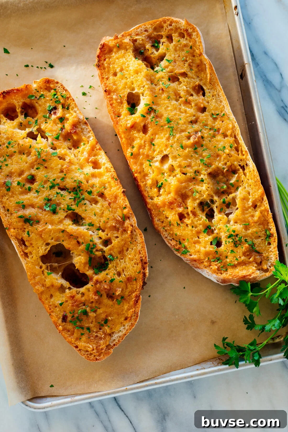 garlic bread made with roasted garlic